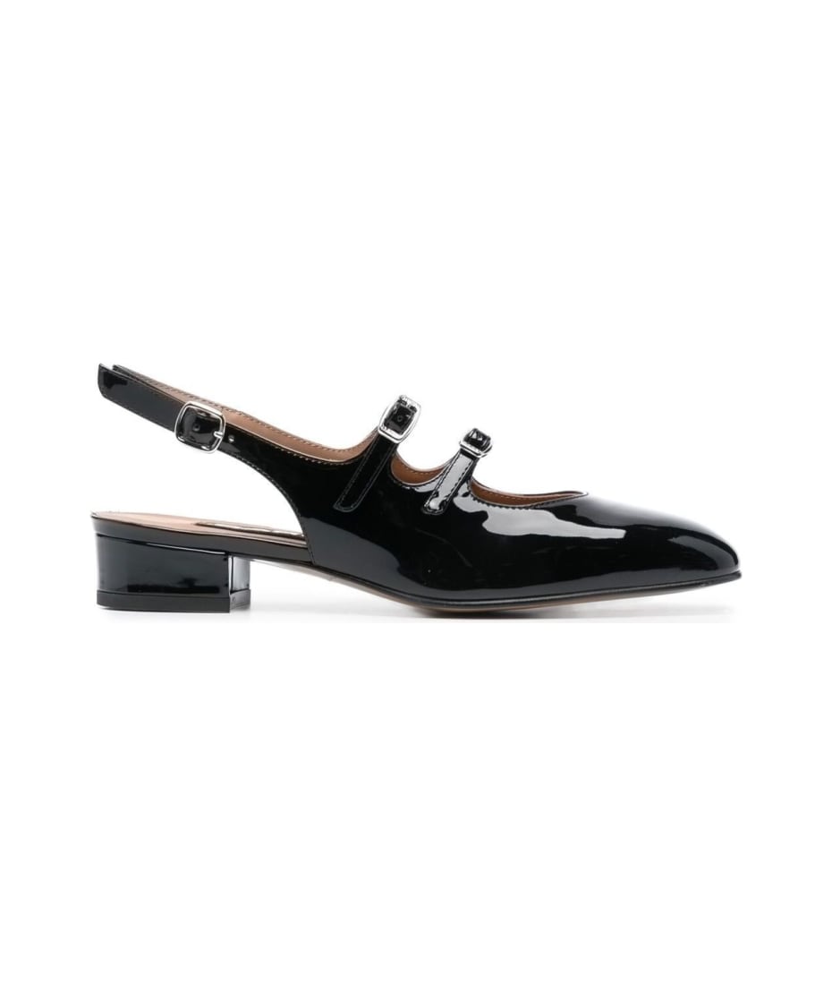 サンダル・ミュール CAREL 'Peche' Black Mary Jane Pumps in Patent Leather Woman Peche - Black patent leather slingback Mary Janes | Carel Paris