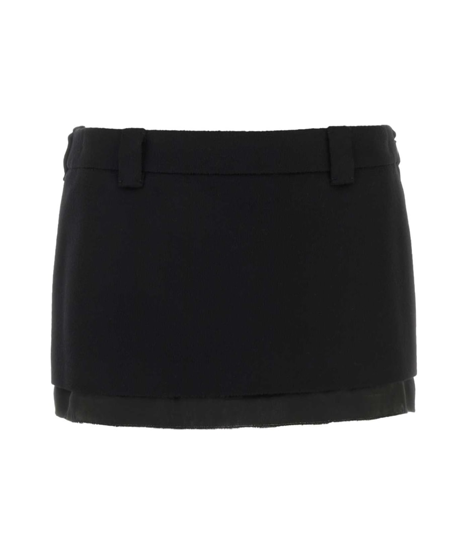 スカート MIU MIU Black Stretch Wool Blend Mini Skirt Miu Miu Black Stretch Wool Mini Skirt | italist