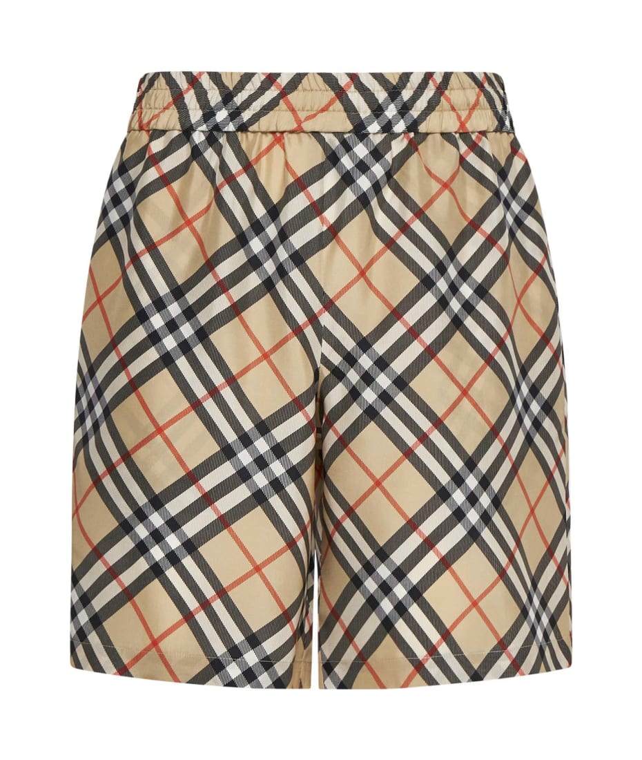 Burberry Check Print Silk Shorts | italist