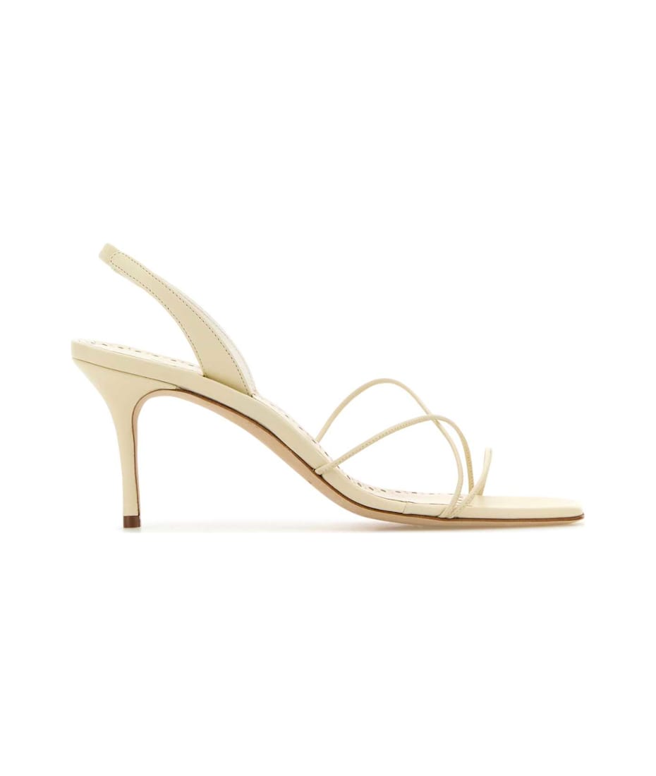 Manolo Blahnik Ivory Nappa Leather Ninfea Sandals | italist