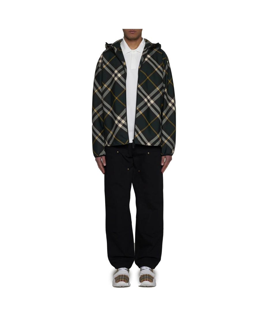 お気にいる Burberry Logo Embroidered Check-pattern Zipped Hooded Jacket 時計