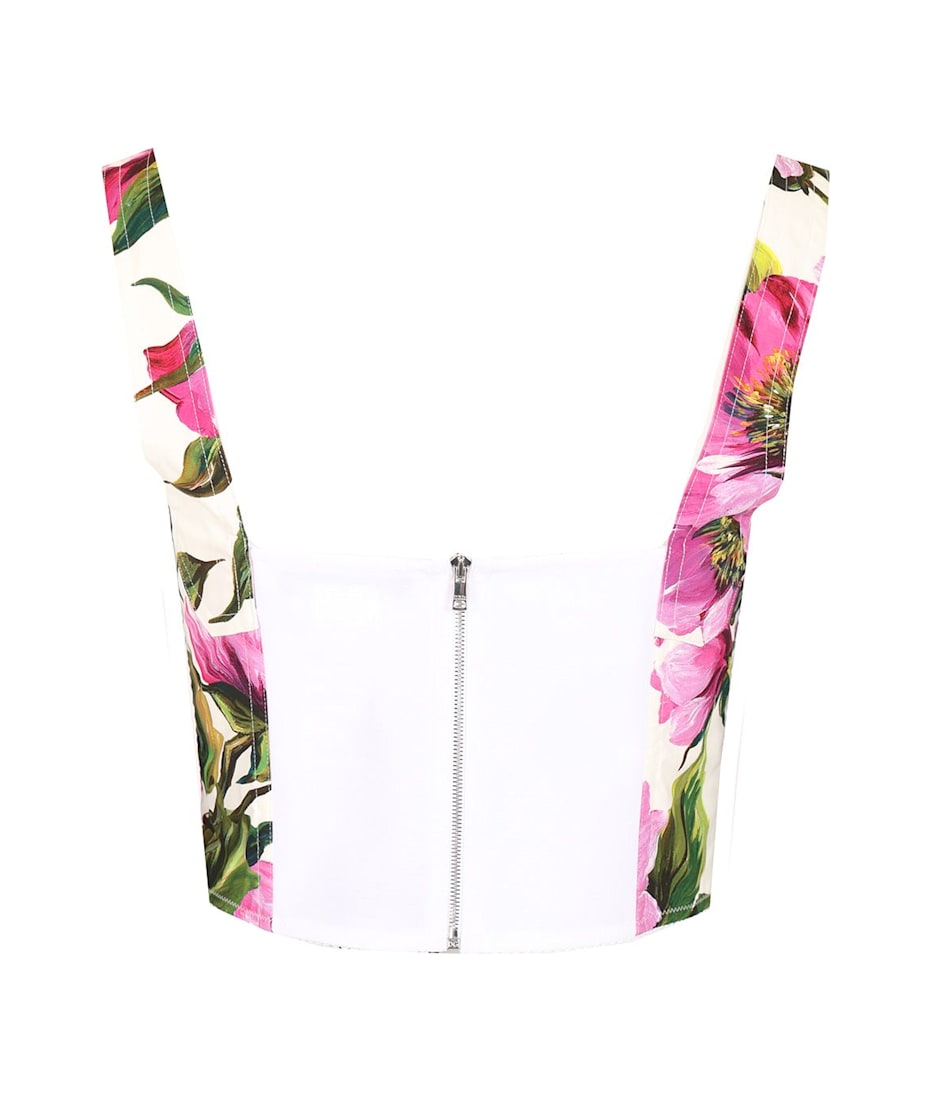 Tシャツ・カットソー DOLCE & GABBANA PEONY PRINTED POPLIN BUSTIER TOP Dolce & Gabbana Bustier Top With