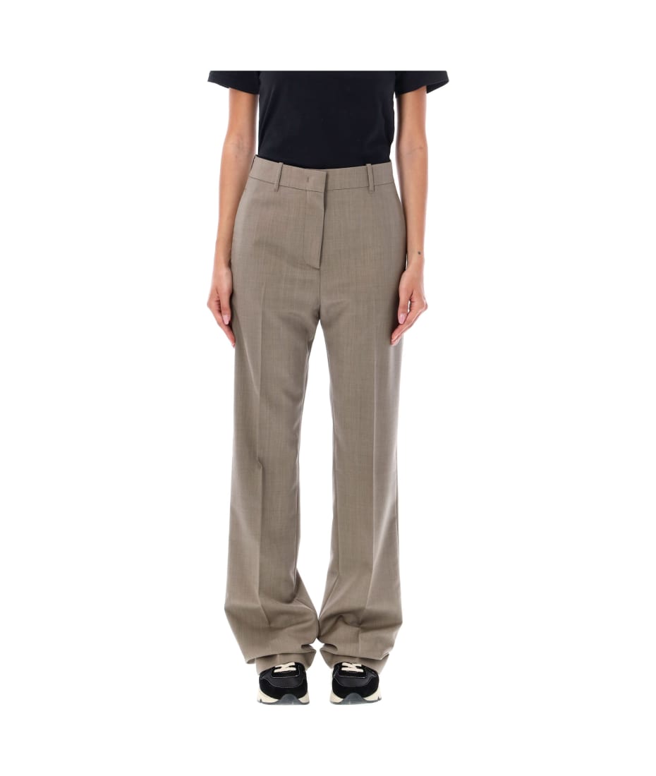 【関税&送料込】Golden Goose Light Grey Wool Trousers With D GOLDEN GOOSE Pleated wool-blend straight-leg pants | NET-A