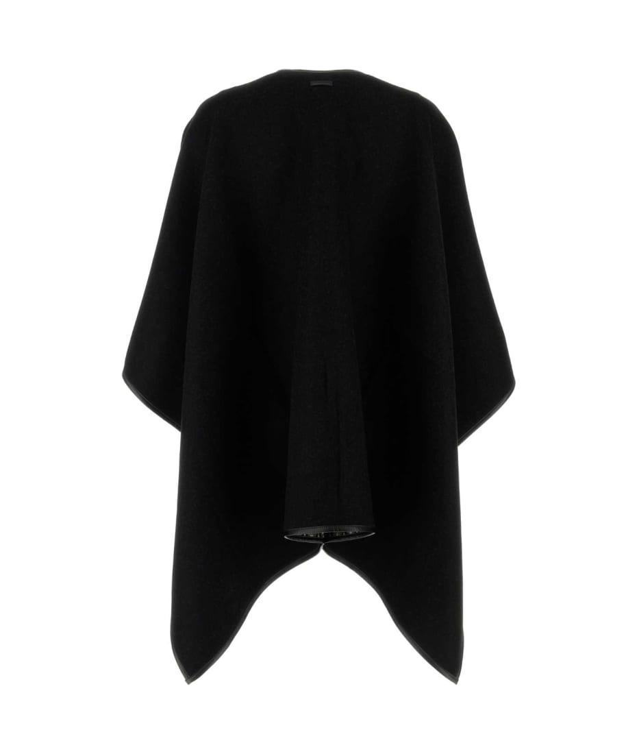 Ferragamo Black Wool Reversible Cape | italist