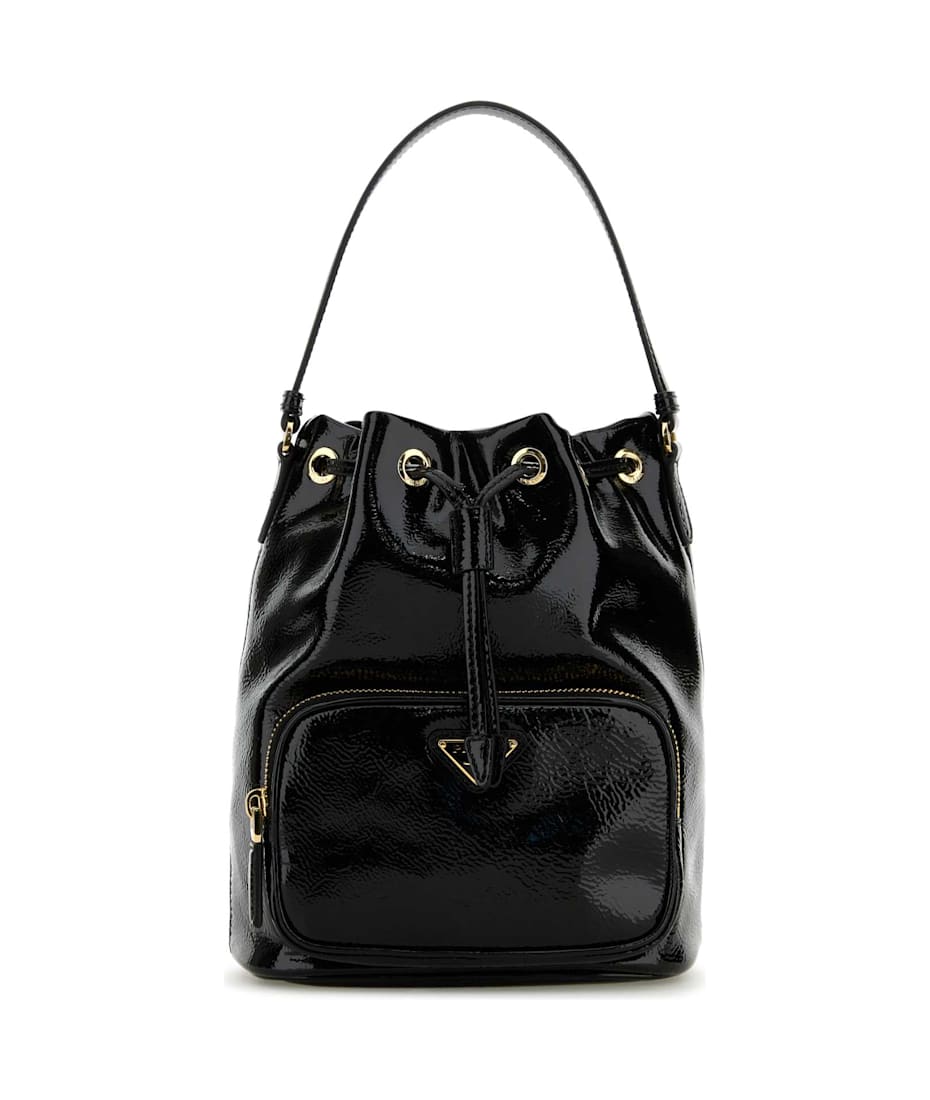 送料関税込♪【PRADA】Black Naplak Duet Bucket Bag Black Prada Duet Naplak Patent Leather Bucket Bag | PRADA