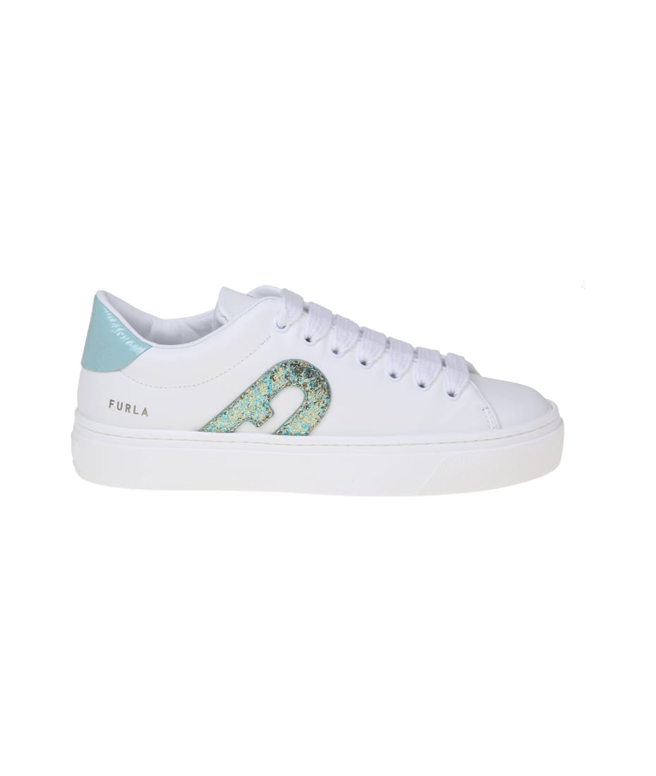 Joy Lace Up Sneakers In White Leather