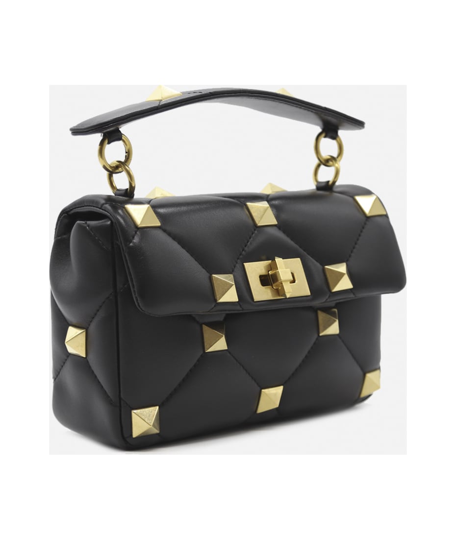 ハンドバッグ VALENTINO BLACK NAPPA LEATHER MEDIUM ROMAN STUD HANDBAG Valentino Garavani Black Nappa Leather Medium Roman Stud