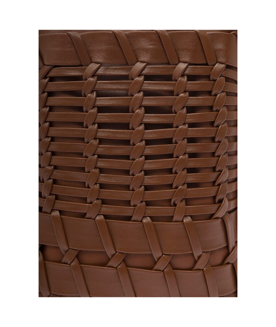 Hereu 'trena' Brown Flat Square Crossbody Bag In Handwoven Leather Woman - Brown