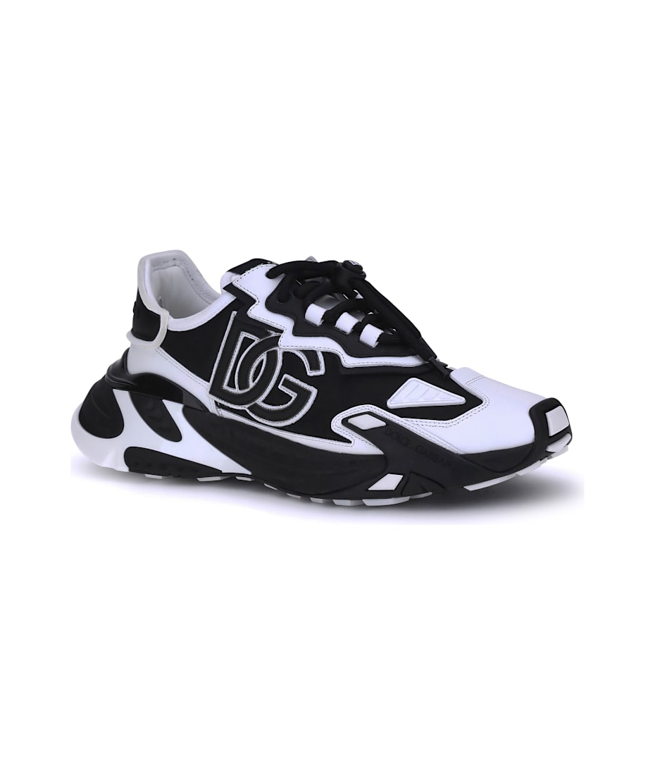 スニーカー DOLCE & GABBANA Two-Tones Fabric Dragon Sneakers DOLCE & GABBANA DRAGON SNEAKERS IN MIXED MATERIALS WHITE AND