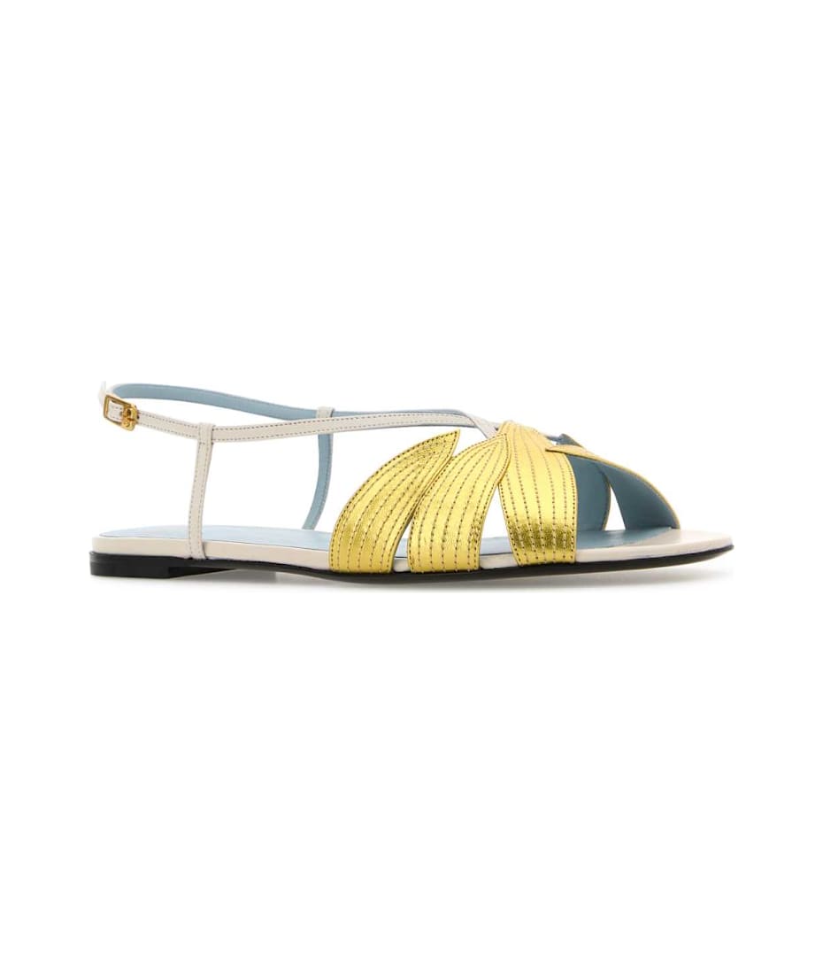 サンダル・ミュール Valentino Garavani Ivory Leather Foliefoliage Sandals Valentino Garavani Ivory Leather Foliefoliage Sandals