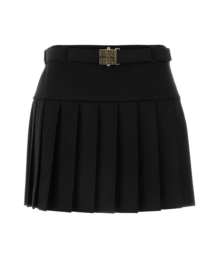 スカート MIU MIU Black Stretch Wool Blend Mini Skirt Miu Miu Black Stretch Wool Blend Mini Skirt | italist