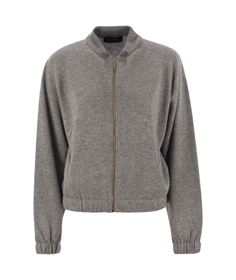 ブルゾン FABIANA FILIPPI Bomber jacket in Platinum with ball pins Fabiana Filippi Bomber Jacket In Platinum With Ball Pins