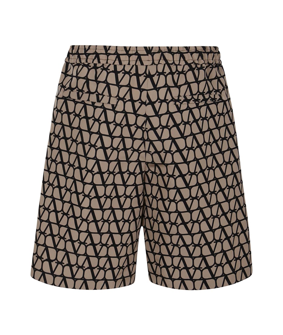 All-over Toile Iconographe Print Silk Faille Bermuda Shorts for Man in  Beige/black