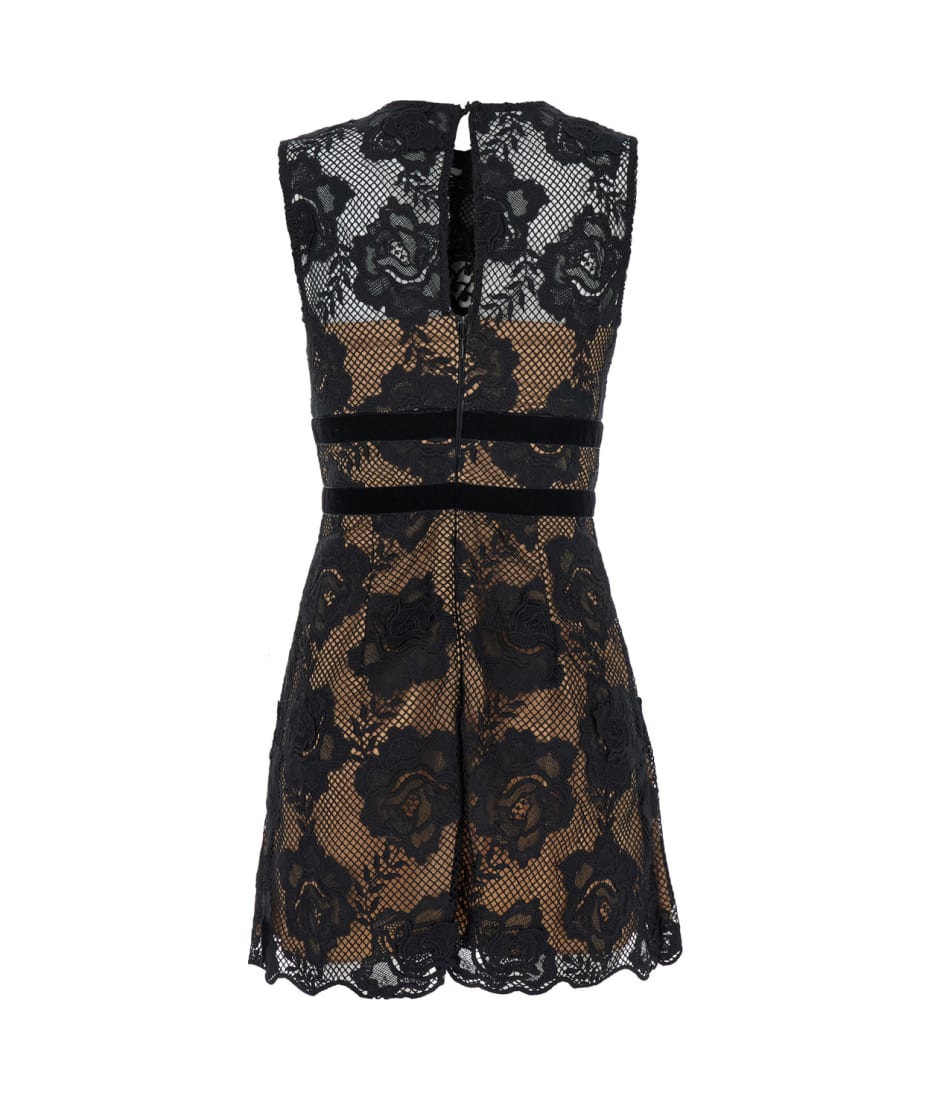 self-portrait Black Lace Velvet Bow Mini Dress | italist, ALWAYS LIKE A SALE