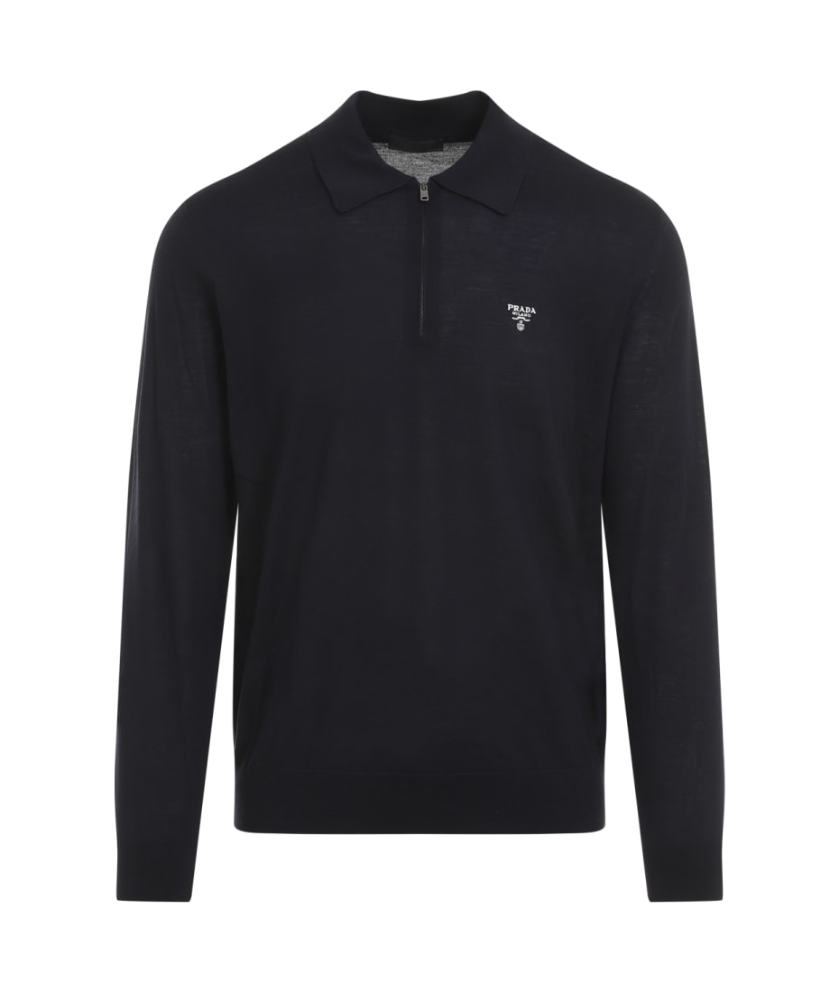 『イズ様』PRADA /M/ウール/カシミヤ/ベージュ/ユニセックス Prada half-zip Wool Polo Shirt | Blue | FARFETCH