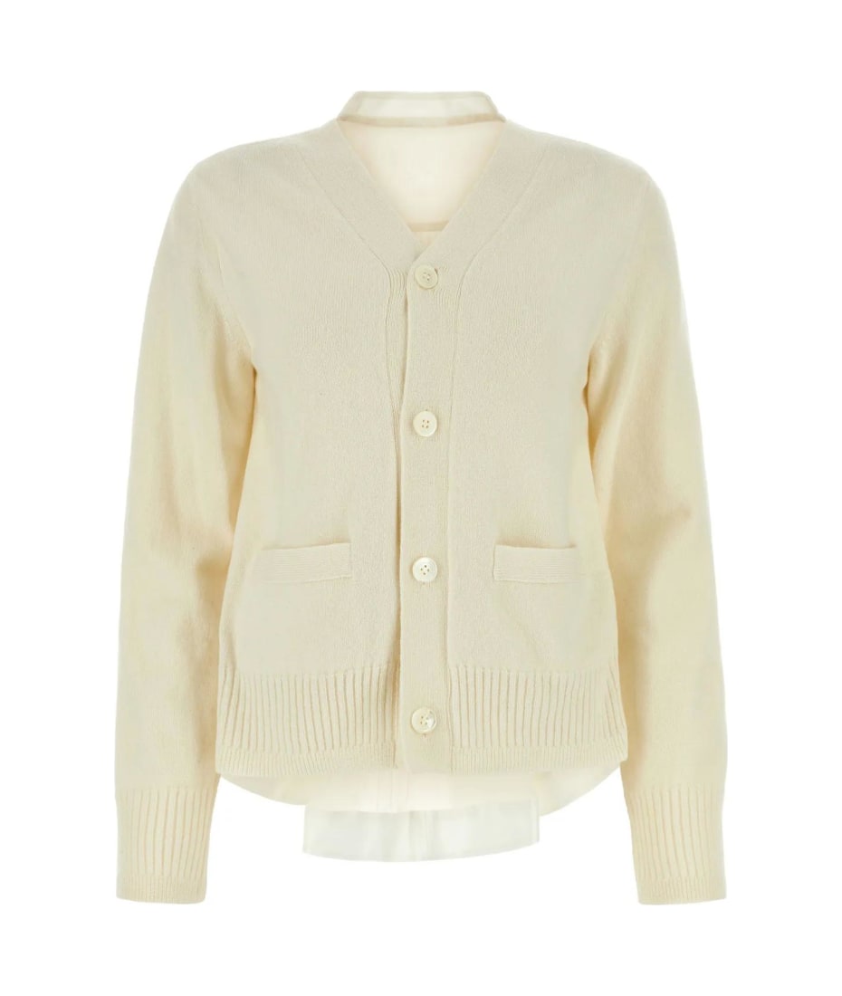 Sacai Ivory Wool Knit Cardigan | italist