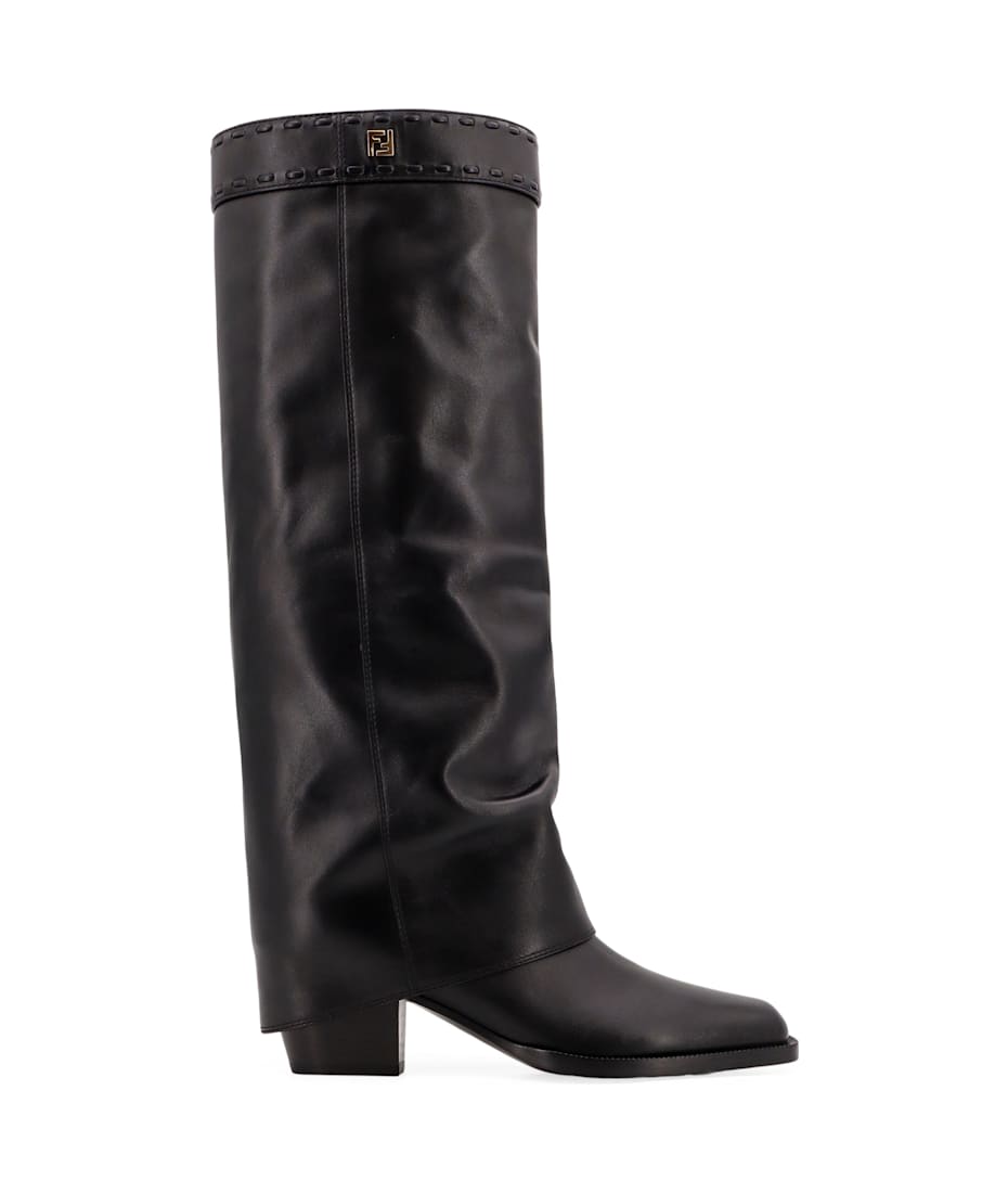 FENDI 24WINTER Fendi Show ブラックレザー ハイヒール ブーツ Black Leather Fendi Show Boots | italist
