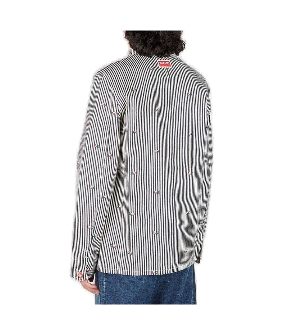 Kenzo Men's Mixed Pinstripe Denim Workwear Jacket