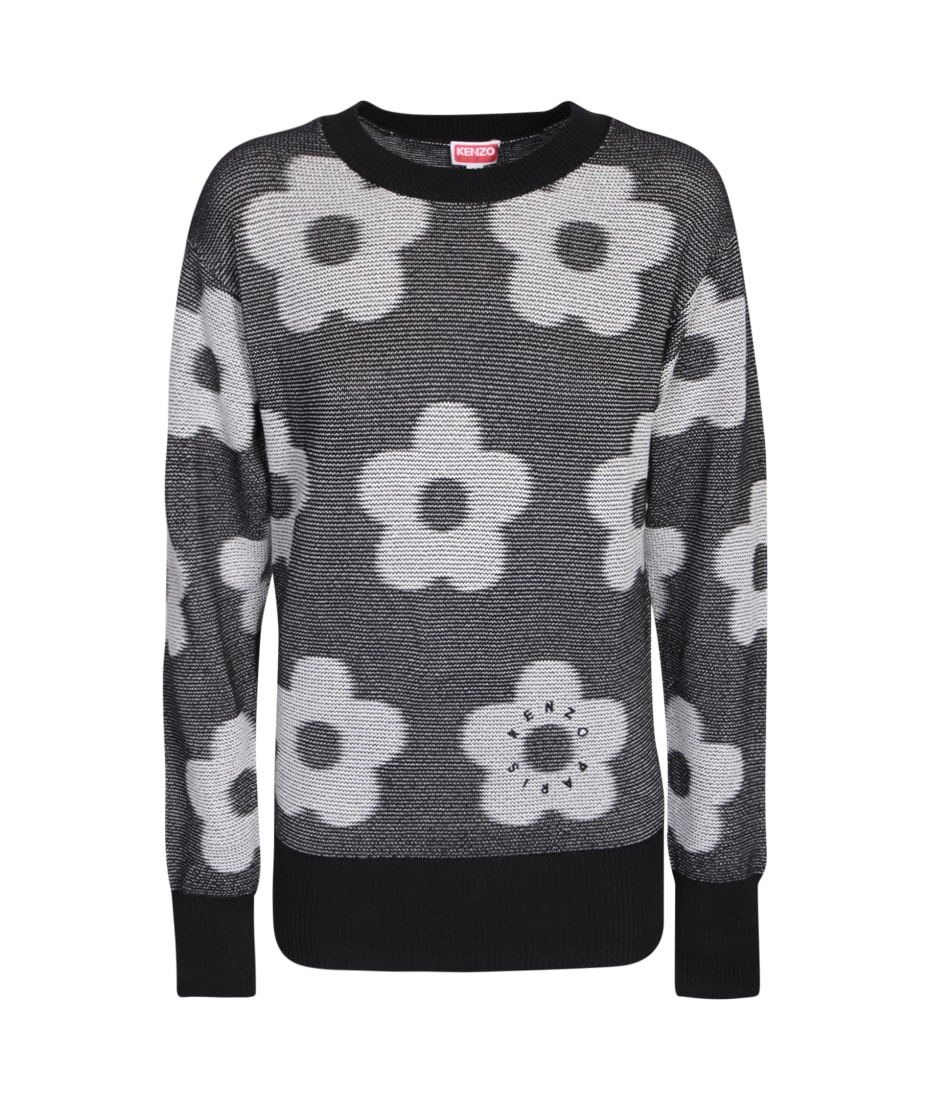 Flower Spot Jacquard Jumper Black