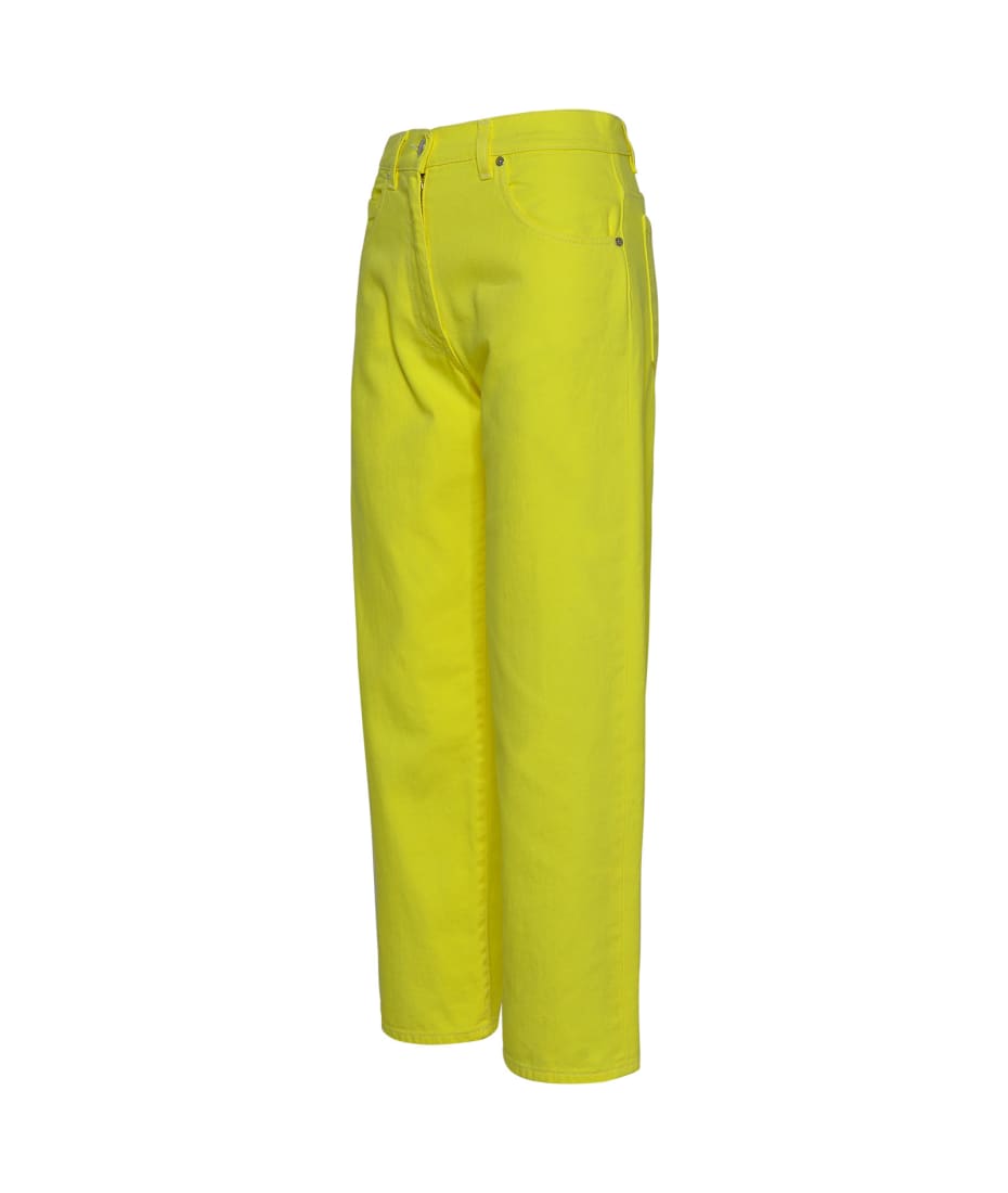 パンツ MSGM Women Straight Pants 3441MDB10 YELLOW MSGM Yellow Cotton Jeans | italist