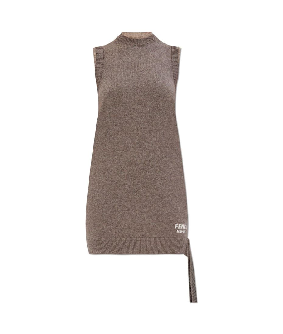 Fendi Logo Intarsia-knit Sleeveless Mini Dress | italist, ALWAYS LIKE A SALE