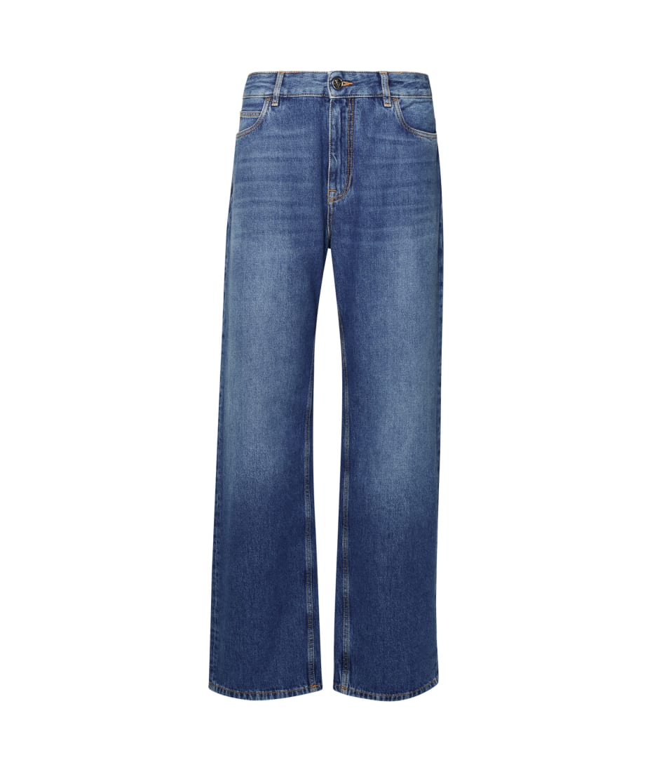 パンツ ETRO Women Straight Pants 12515 BLUE Etro Pegaso-Embroidered High-Waist Wide-Leg Jeans (Denim