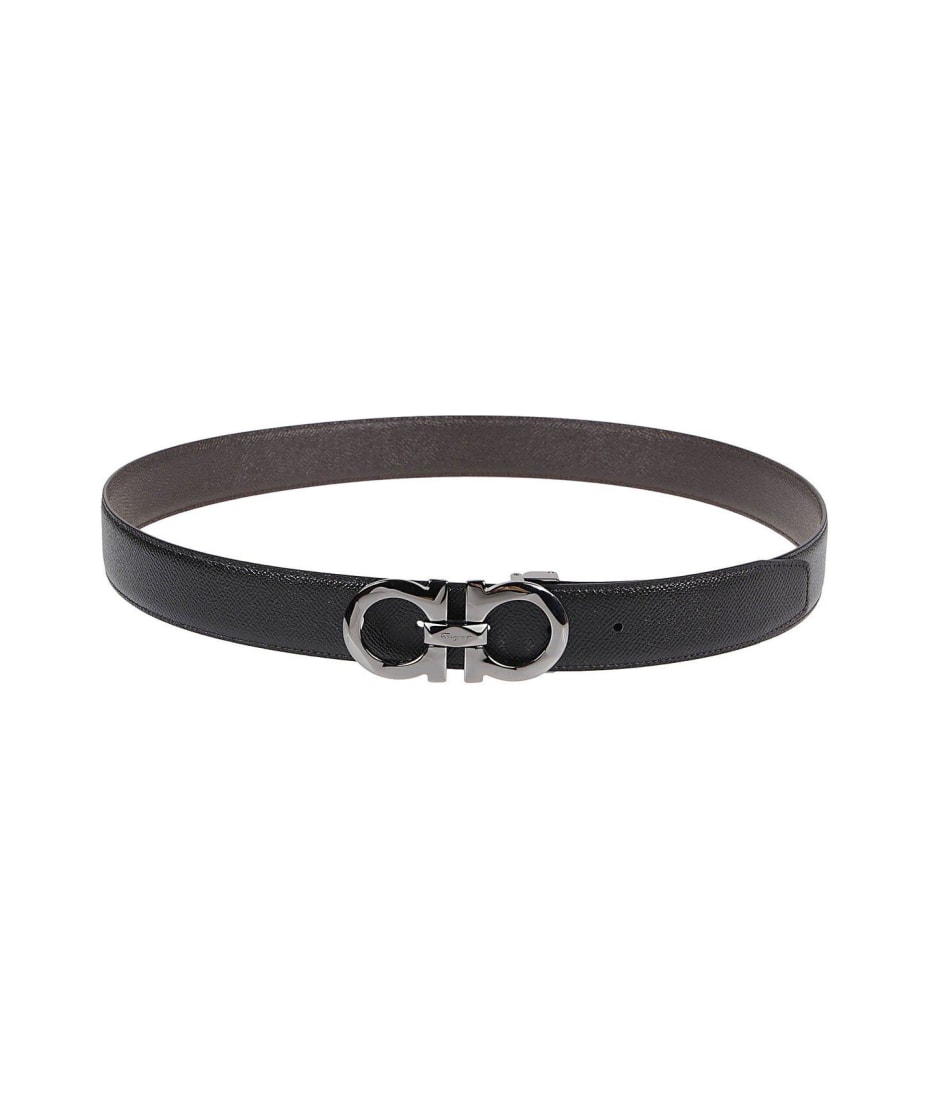 SALVATORE FERRAGAMO Gancini Buckle Reversible Belt Black Size 40