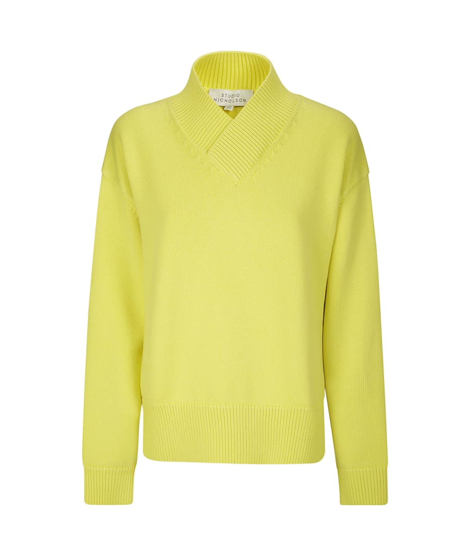 ニット/セーター STUDIO NICHOLSON 5GG HIGH COLLAR JUMPER Studio Nicholson Knitwear - 5gg Cross Over Neck Jumper | italist