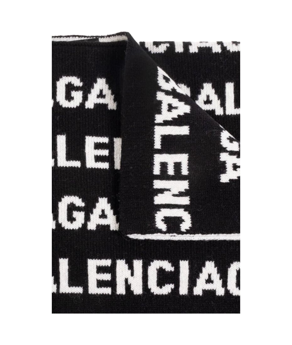 Balenciaga Logo Intarsia Scarf - BLACK