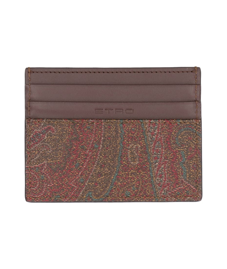 【送料&関税込】Etro Paisley Motif Card Holder Paisley card holder with Pegaso | Men | Red | ETRO