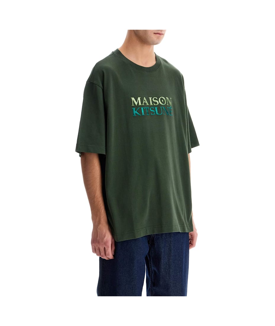【Maison Kitsune】GRADIENT OVERSIZE TEE SHI◆NM00116KJ0119 Maison Kitsuné Oversized T-shirt With Gradient Logo