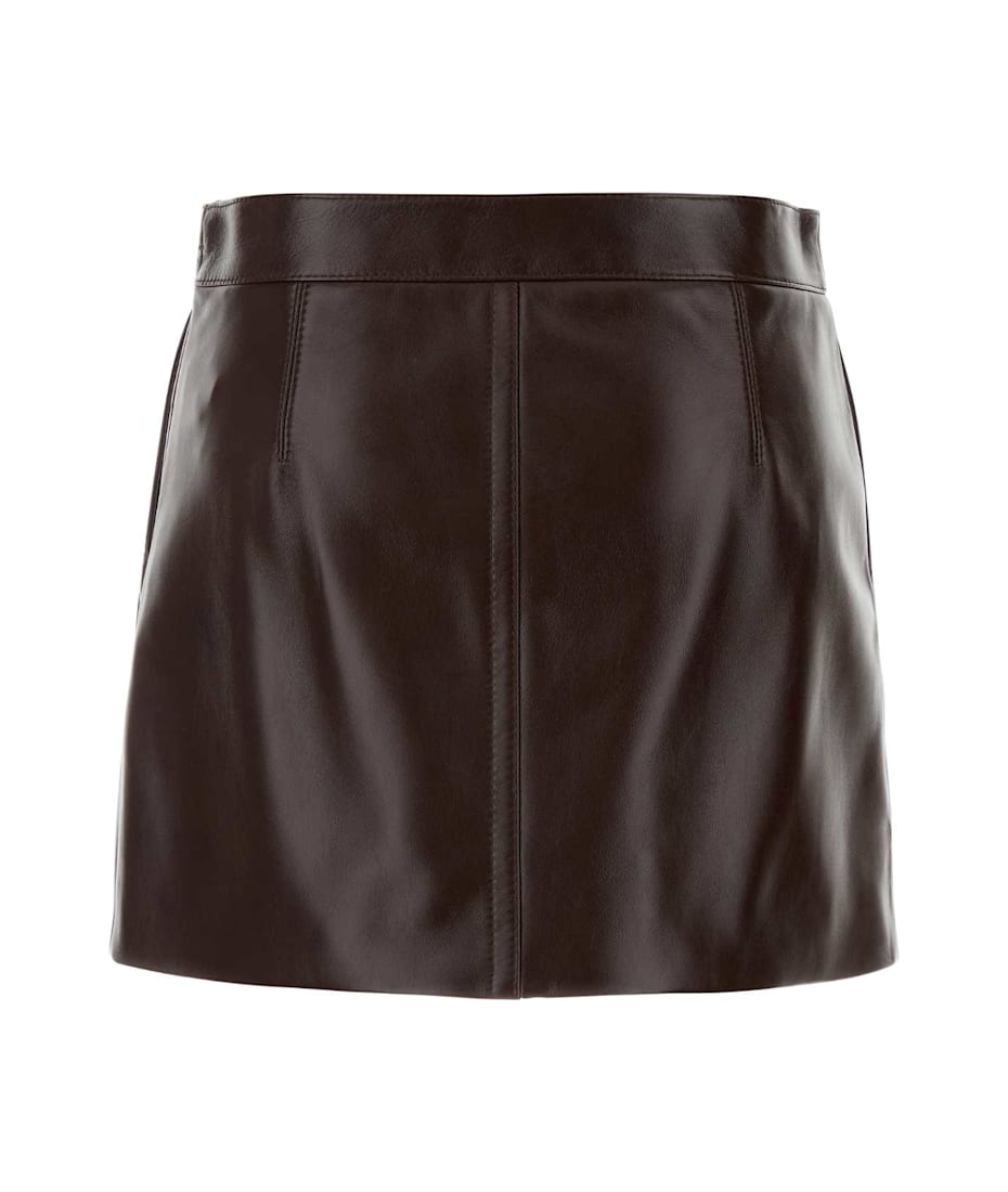 Gucci Burgundy Leather Mini Skirt | italist