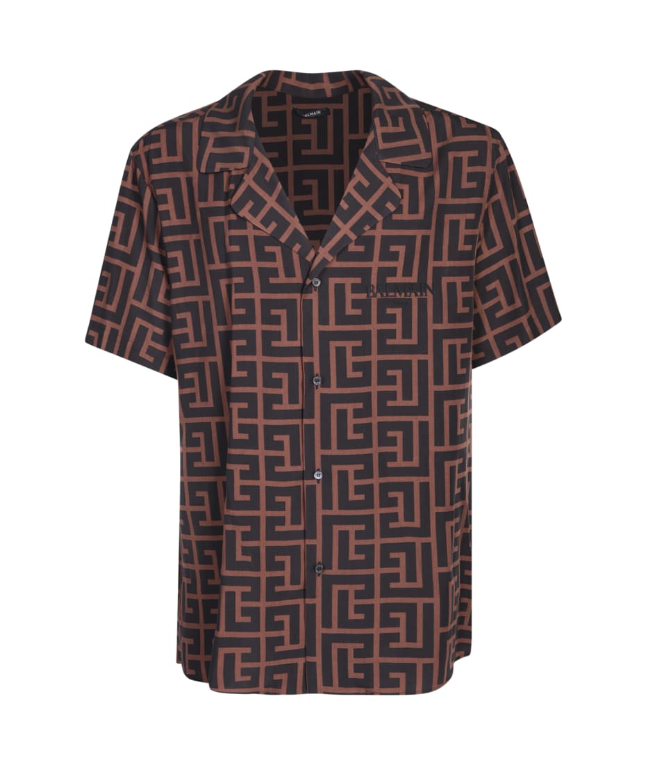 Balmain - Logo-Print Cotton Overshirt - Brown Balmain