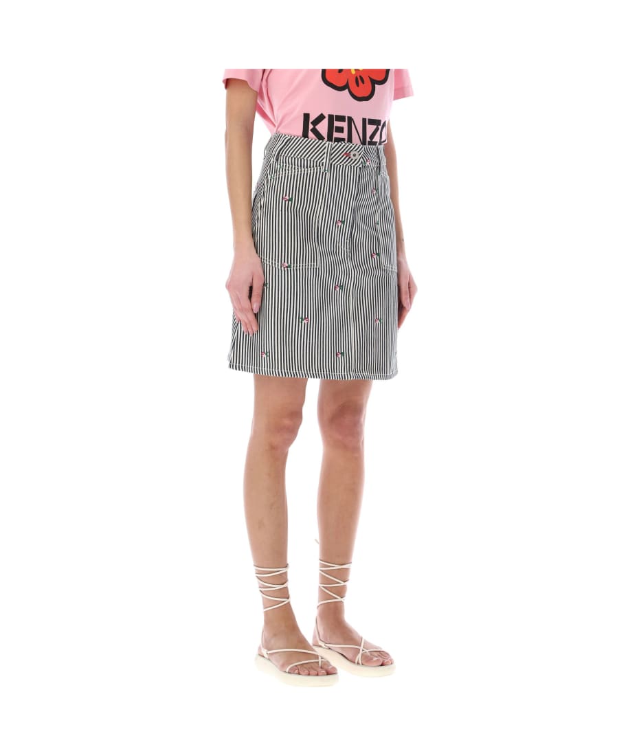 Kenzo Rinse Stripe Short Denim Skirt | italist