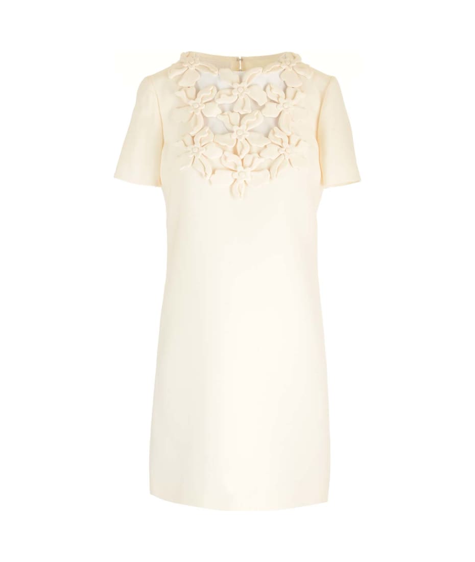 Valentino 'hibiscus' Embroidery Mini Dress - White