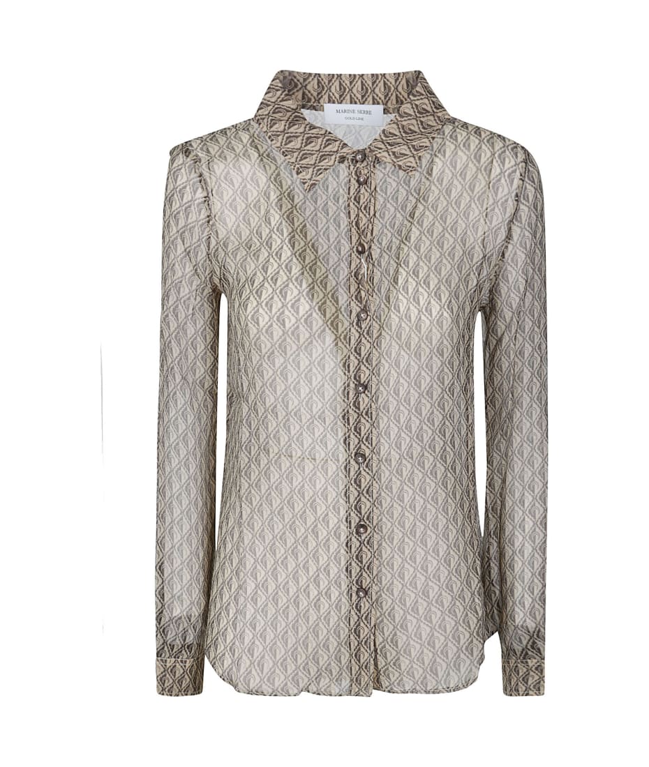 Marine Serre Moon Diamant Silk Crepon Button Up Blouse | italist