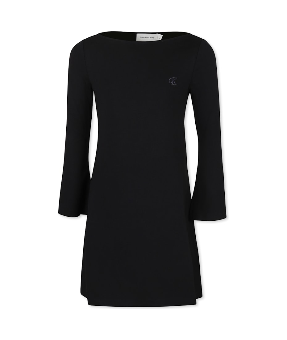 Calvin Klein Black Dress For Girl With Logo | italist, ALWAYS LIKE A SALE