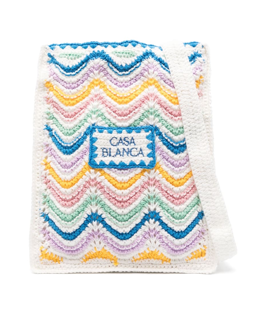 CasablancaカサブランカGradient Wave Crochet Toteトートバッグ Casablanca Gradient Wave Crochet Tote Handbag In Multi