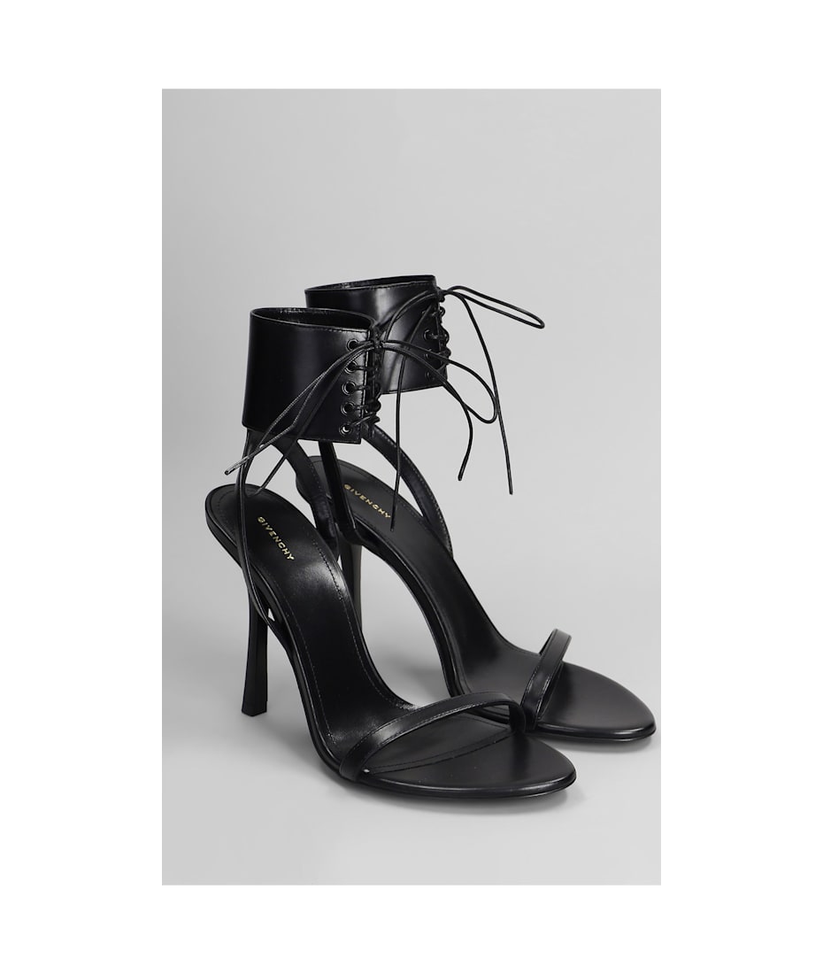 Givenchy 4g Liquid Lace Up Sandals In Black Leather