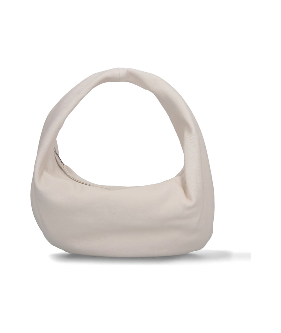【送料&関税込】Khaite Medium Laminated Olivia Hobo Bag Medium Olivia Hobo in Black Pebbled Leather with Grommets