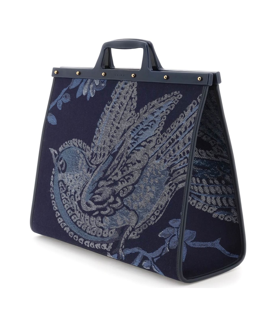 Love Trotter Medium Embroidered Tote Bag in Beige - Etro