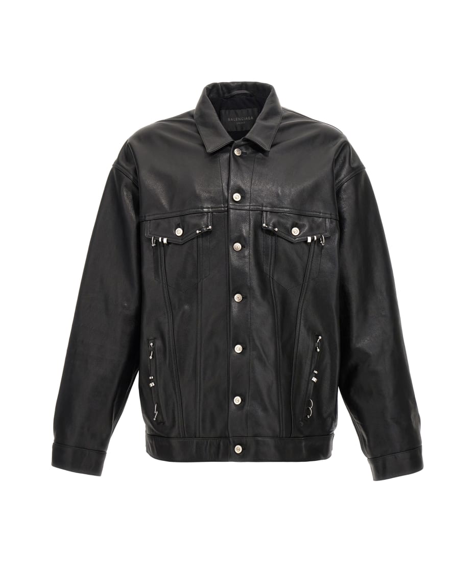 balenciaga pierced jacket レザー　ジャケット　ピアス Balenciaga Piercing Jacket | italist