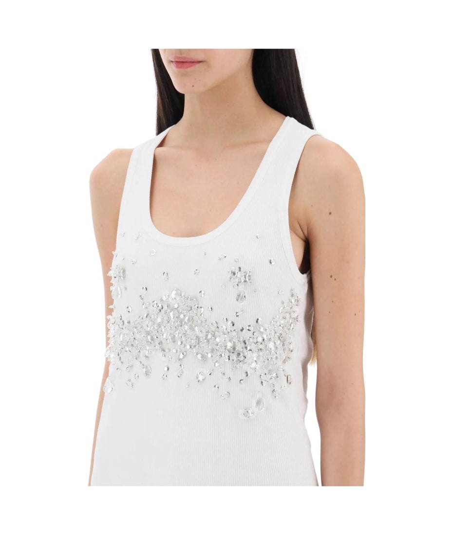 Bottega Veneta Ribbed Tank Top With Embroidered Crystal