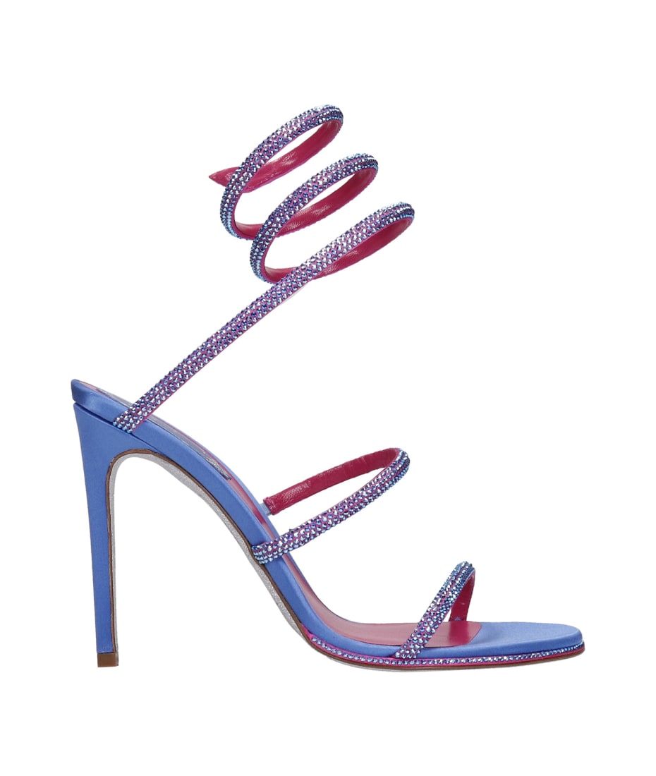 René Caovilla Cleo Sandals In Blue Leather italist, ALWAYS LIKE