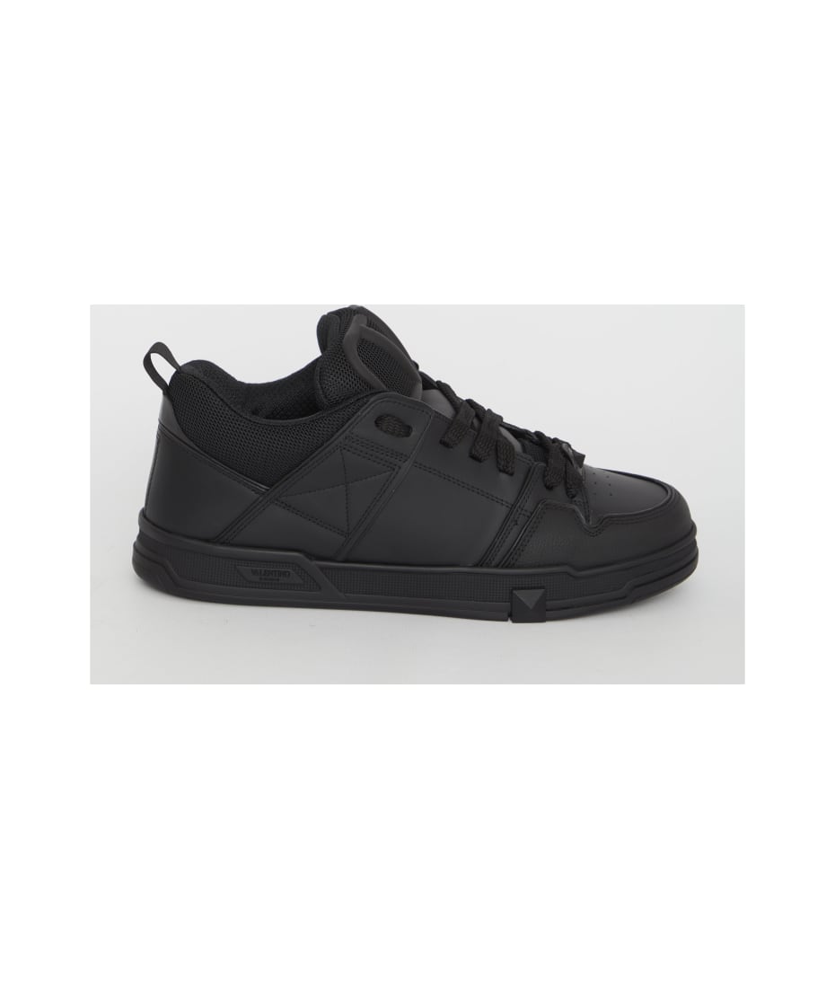 Shop Valentino Garavani Open Skate Calfskin and Fabric Sneakers