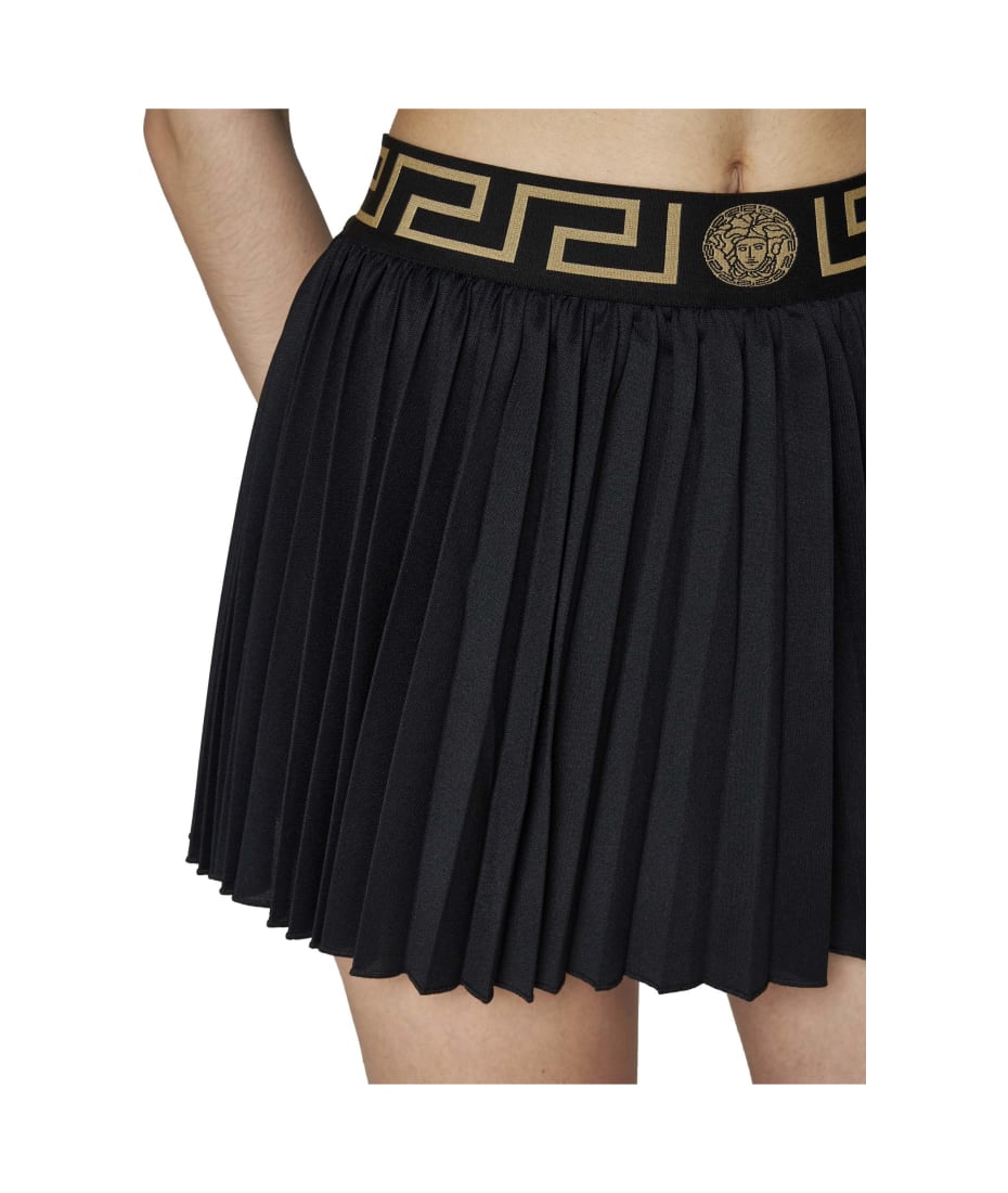 Versace Greca Border Pleated Gym Skirt - Nero