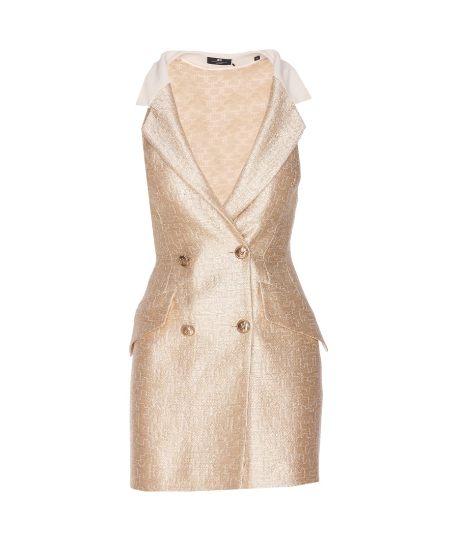 elisabetta franchi gold dress Elisabetta Franchi Events Satin Mini Dress – Ellie Belle main image 1