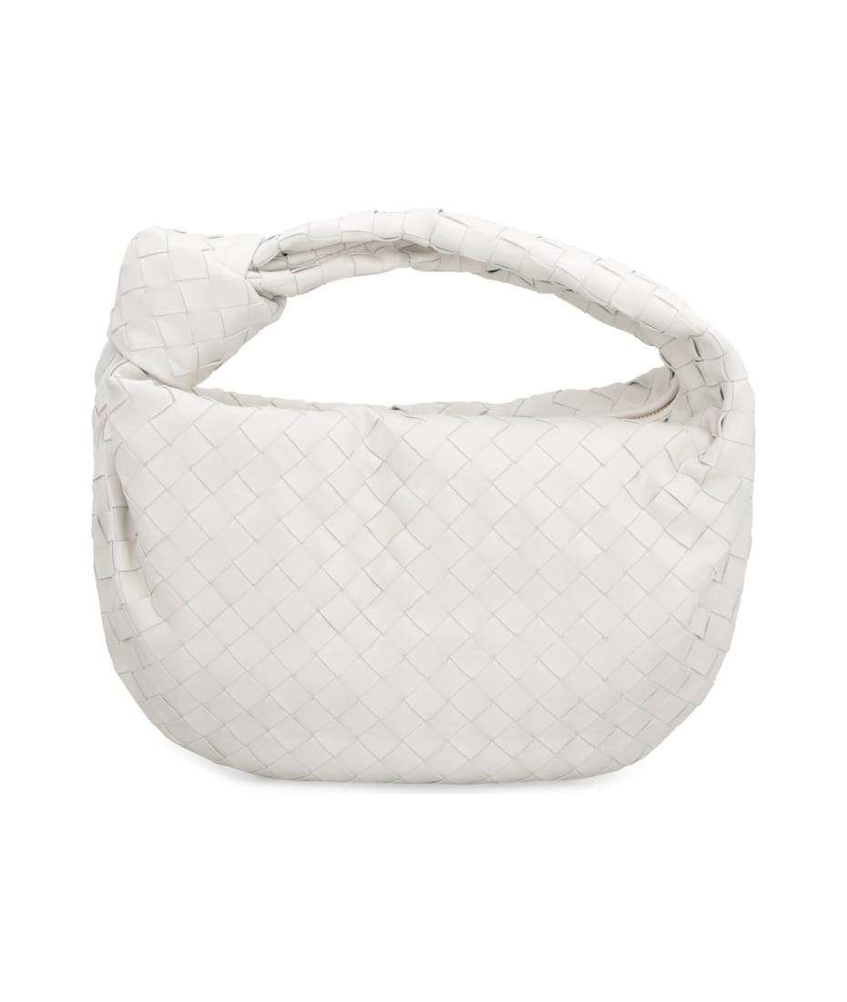 BOTTEGA VENETA Mini Jodie woven patent leather lambskin shoulder bag -  WHITE