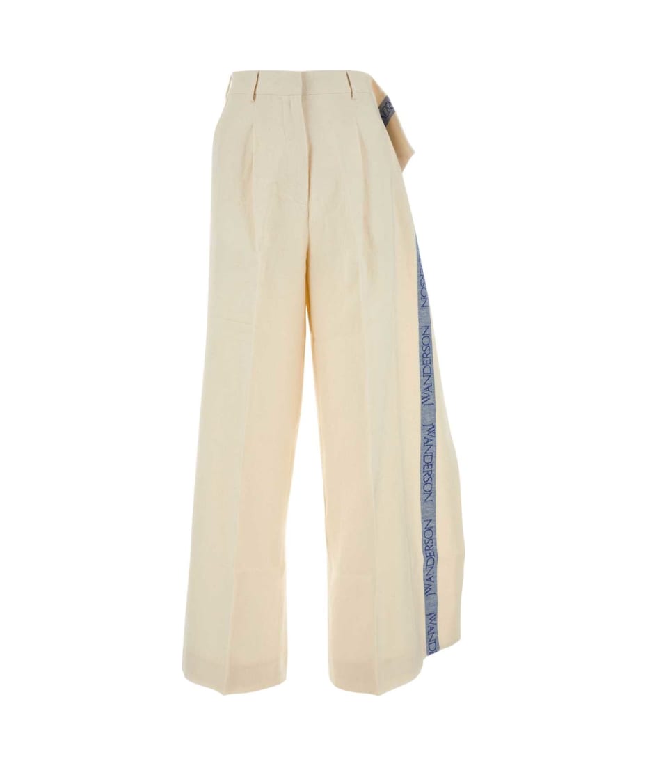 パンツ J W ANDERSON IVORY COTTON BLEND WIDE-LEG PANT JW Anderson Ivory Cotton Blend Wide-Leg Pant – LOZURI®