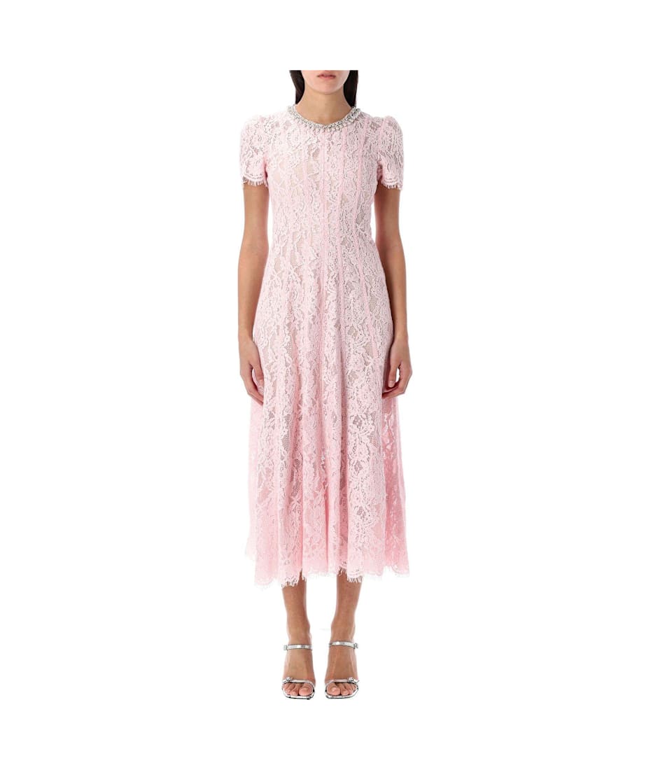 knee length dresses for ladies Black Tulle Lace Midi Dress – self-portrait-US main image 0